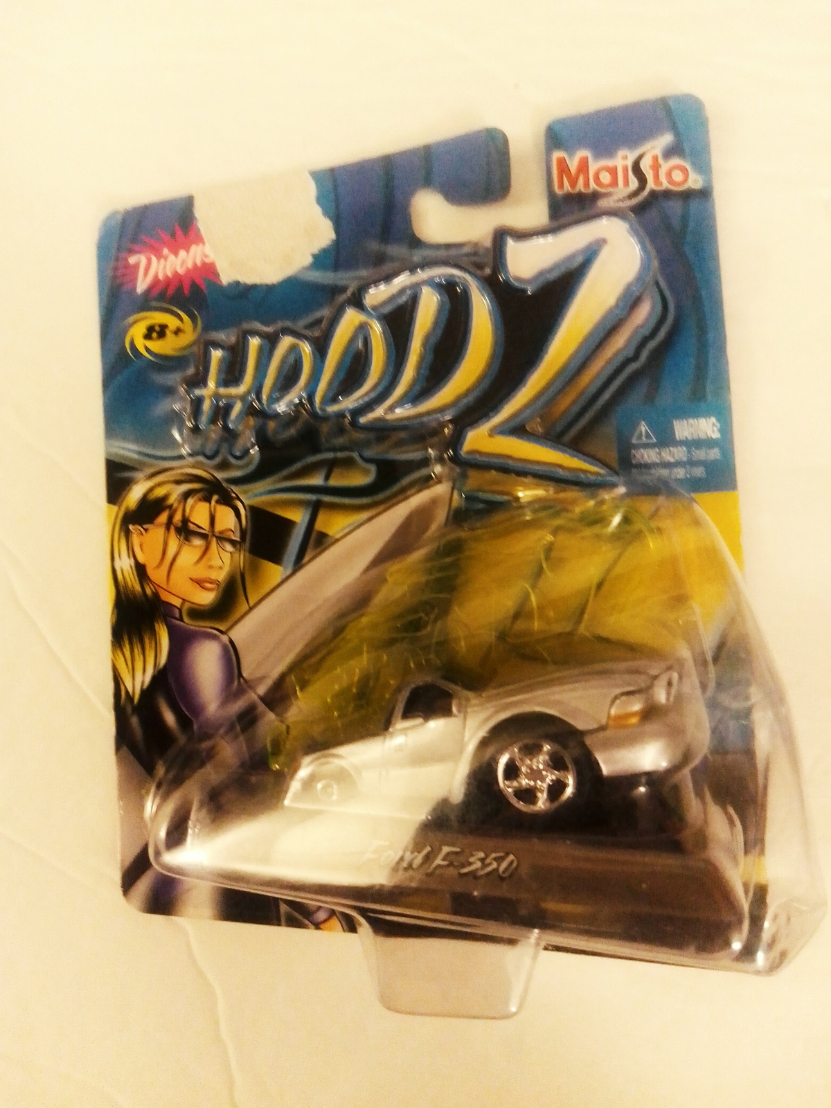 Maisto 2004 Hoodz Silver Ford F-350 Die Cast Vehicle With Exaggerated Hood MOC - $9.99