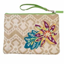 Vera Bradley Straw Beach Floral Embroidered Wristlet NWOT - £29.72 GBP