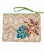 Vera Bradley Straw Beach Floral Embroidered Wristlet NWOT - $37.40