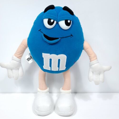 M&M's Candy Blue Large Poseable Plush Stuffed Animal Plastic Eyes 14in Peanut - $29.69