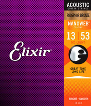 Elixir Nanoweb Acoustic Phosphor Bronze, HD Light 13-53 - $19.99