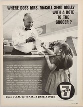 1966 Print Ad 7 Eleven Stores Happy Girl Gives Note to Clerk Southland Corp - £16.81 GBP