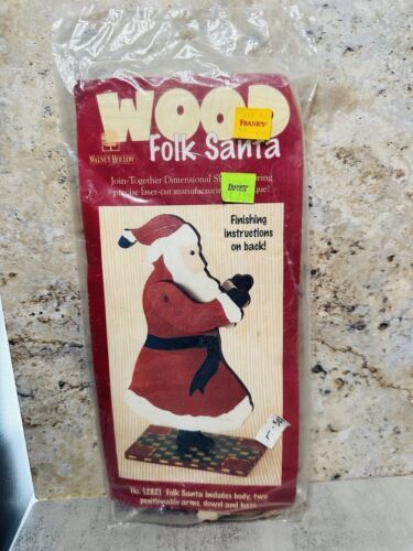 Wood Folk Santa Craft Kit Claus Vintage Christmas Positional Arms 12821 Jolly R - $9.89