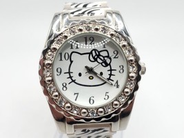Sanrio Hello Kitty Wristwatch Animal Print Zebra Rhinestones New Battery 38mm - £20.60 GBP