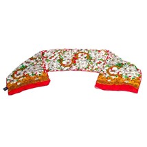 Silk Scarf HONEY Made In Japan Rectangle 10&quot; x 50&quot; Red White Flowers Floral - £18.31 GBP