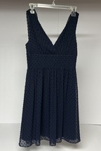 J CREW Navy Blue Pleated Ruffle Sleeveless V Neck Dress Size 2 - $21.51