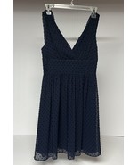 J CREW Navy Blue Pleated Ruffle Sleeveless V Neck Dress Size 2 - $21.51