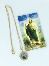 St.Jude Thaddeus Pendant San Judas Tadeo 18K Gold Plated with 20 inch Chain - £9.49 GBP