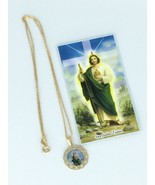 St.Jude Thaddeus Pendant San Judas Tadeo 18K Gold Plated with 20 inch Chain - $16.29 CAD