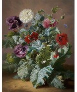 Still Life flower Poppies Oil painting Art Printed canvas Giclee - £9.04 GBP+