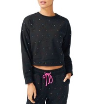 Terez Womens Cotton Gemstone Cropped Sweatshirt, Large, Black Gemstones - $158.40