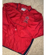 Anaheim Angels Majestic Jacket Large Red Pullover 1/3 Zip Chest Patch MLB - $1,457.67 MXN