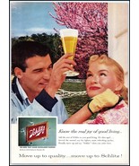 1950s Schlitz Beer PRINT AD (Man &amp; Pretty Lady Raising A Glass of Beer) BX1 - €5,73 EUR