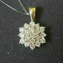 0.50ct Künstlicher Diamant Cluster Anhänger 18 &quot; Kette 14k Gelb Vergoldet - £60.74 GBP