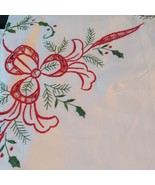 Vintage Christmas Embroidered Tablecloth Round 84” X 84” in Original Pac... - $18.81