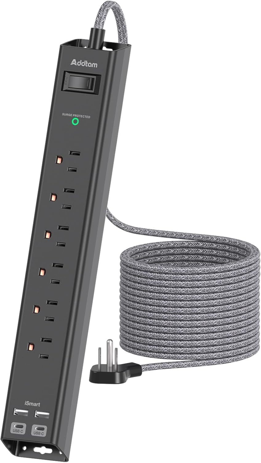 Surge Protector Power Strip 15 Ft Cord, Ultra Thin Flat Extension Cord W... - $32.95