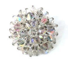 Vintage Aurora Borealis Style Sparkling Crystal Brooch Pin 1960s Era - £13.36 GBP