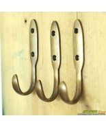 4.00&quot; Set of 3 Solid Brass Long Western Retro Vintage Wall Mount Coat Ha... - $41.02 CAD