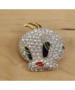Vintage Rhinestone &amp; Enamel Tweety Bird Face Brooch Pin - €12,61 EUR