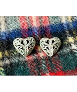 Vintage Sterling Silver Heart Etched Cut-Out Post Earrings - £18.90 GBP