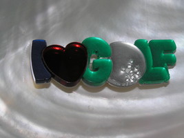 Estate Blue Red Green &amp; White I Heart Love Golf Thick Translucent Plastic Pin - £6.86 GBP