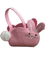 Dan Dee Felt Rabbit Bunny Basket Pink Egg Treat Container Easter Halloween - £10.11 GBP