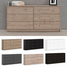 Large Wide Chest Of 6 Drawers Bedroom Drawer Chests White Black Oak Grey - £163.44 GBP+