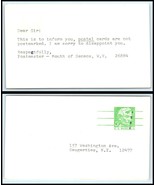 US Postal Card-Postmaster, Mouth Of Seneca, West Virginia to Saugerties,... - £2.32 GBP