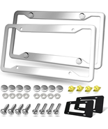 Stainless Steel License Plate Frames- 2 Pack Heavy Duty Polished Mirror - £33.53 GBP