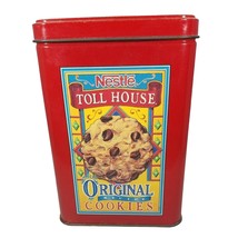 Nestle Metal Tin Toll House Original Recipe Cookies Can Red Container Vintage - £12.49 GBP