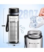 28OZ Wide-Mouth Clear Plastic Water Bottle with Strap and Measurement Marks - $13.55