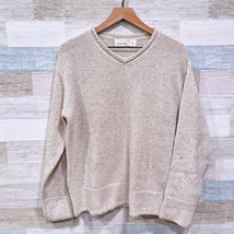 IrelandsEye Lambswool Silk Chunky Aran Sweater Beige Made In Ireland Womens XL - £62.56 GBP