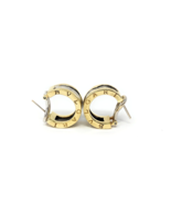 Bvlgari &quot;B.Zero 1&quot; Hoop Earrings 14k White &amp; Yellow Gold Huggies - $2,821.50
