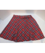 Skirt Size XL Plaid Pleated Red Black  100% Polyester Zip Knee Length Wi... - £7.08 GBP