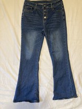 Womens Unbranded Blue Jeans Wide Leg Stretchy Size Large Pre-Owned - $12.85