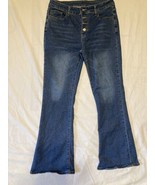 Womens Unbranded Blue Jeans Wide Leg Stretchy Size Large Pre-Owned - $12.85