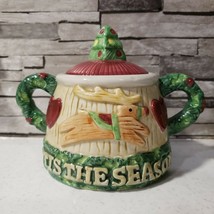 Fitz and Floyd Omnibus Sugar Bowl Tis the Season to Be Jolly Reindeer Tree 1996 - £10.54 GBP