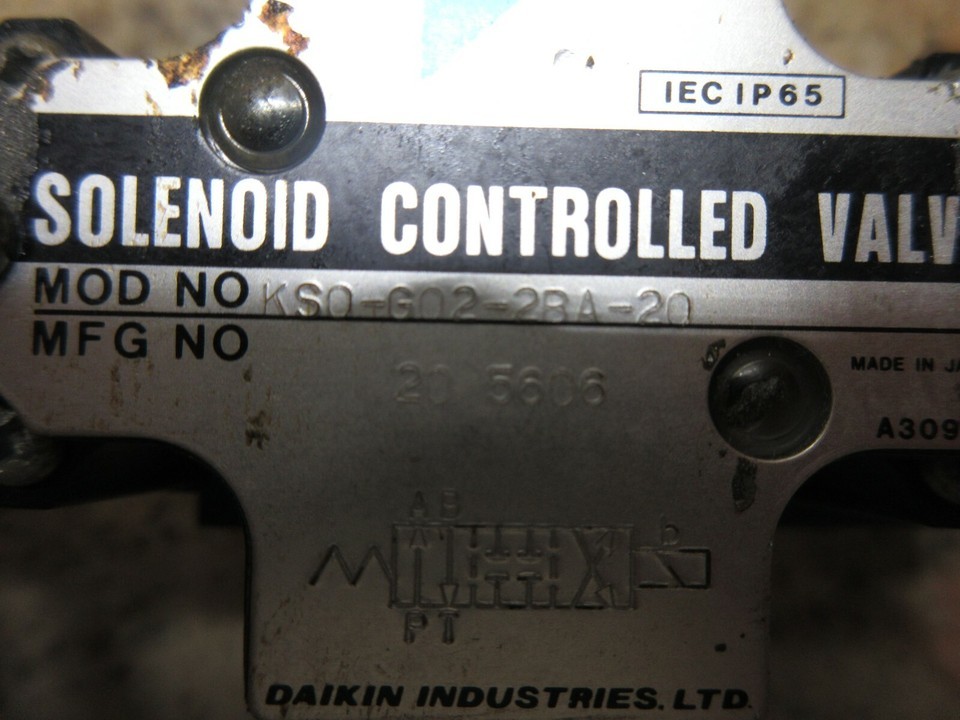 DAIKIN SOLENOID CONTROLLED VALVE MOD NO KSO-G02-2BA-20 MFG 20 5606 KSO-G02 Item image 3