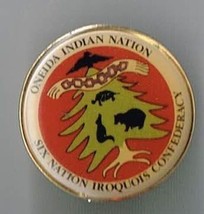 Oneida Indian Nation Six Nation Troquois Confederacy 1&quot; pin back button ... - £7.28 GBP