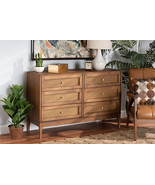 Nikita Ash Walnut and Rattan 6-Drawer Dresser - $10,539.68 MXN