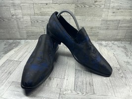 Giorgio Brutini Loafers Men 8 D Winter Shoes Blue Floral Fabric Slip On ... - $513.34 MXN