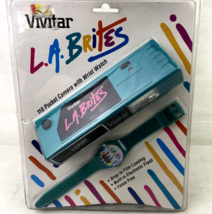 Vintage 90s Vivitar La Brites Teal 110 Pocket Camera And Watch Set New Old Stock - £26.67 GBP