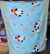 Baby Size Blanket With A Picture Of Cows Cow Bird Dog Flower Farm - £20.73 GBP