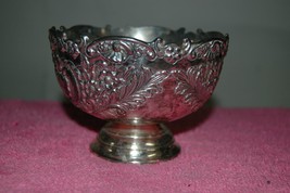 FB Rogers Silverplate Bowl Pedestal Floral 5 Inch 3.5 Tall Vintage - $27.99