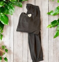 NWT  Simply For Sports Size LT Dark Grey Heather Crew Sweatshirt+Sweatpa... - $34.60