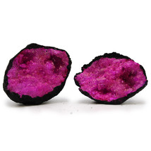 Coloured Calsite Geodes - Black Rock - Dark Red / Pink - $24.40