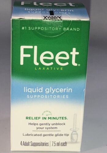 1 Box of 4 Adult  7.5 ml Ea Fleet Laxative Liquid Glycerin Suppositories... - $8.79