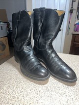 JUSTIN Roper Cowboy Boots 3620 Western Mid Calf Round Toe Black Mens 9 D - £28.69 GBP