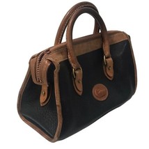 Dooney And Bourke Black Handbag  Brown Accents Pebble Leather Vintage Top Handle - £28.12 GBP