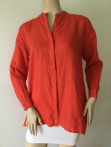 New Eileen Fisher Red Lory Organic Handkerchief Linen Mandarin Shirt (Size Pp) - £62.86 GBP